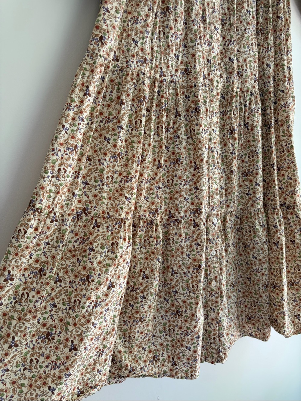 Easel 100% Cotton Floral Cottagecore Prairie Tiered Ruffle Midi Dress Size S - Picture 4 of 7